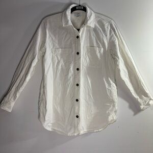 J.Crew Factory Corduroy Shirt Jacket Shacket White Button Front Women’s XXS